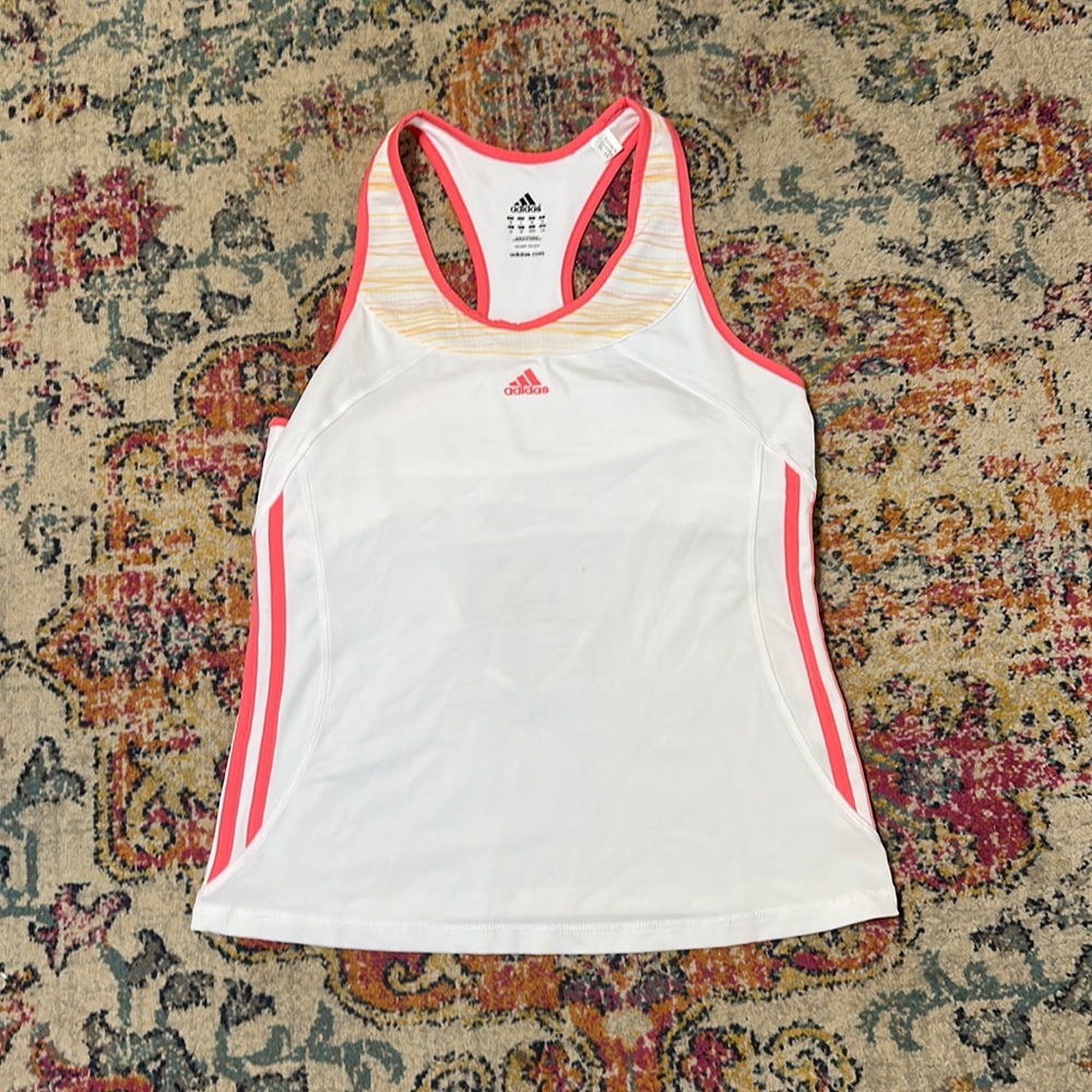 White Adidas Tank with Built in Bra